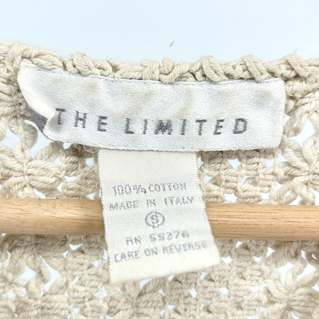 Vintage 80s The Limited Cream Macrame 100% Cotton Sleeveless Vest