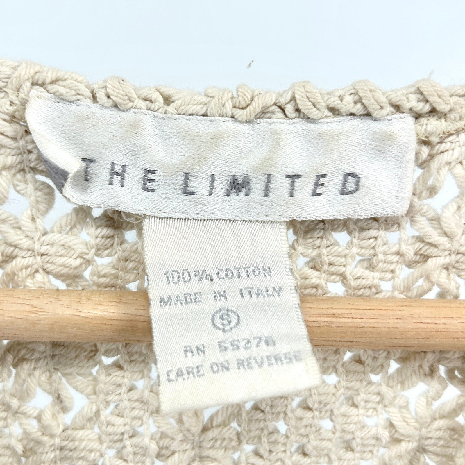 Vintage 80s The Limited Cream Macrame 100% Cotton Sleeveless Vest