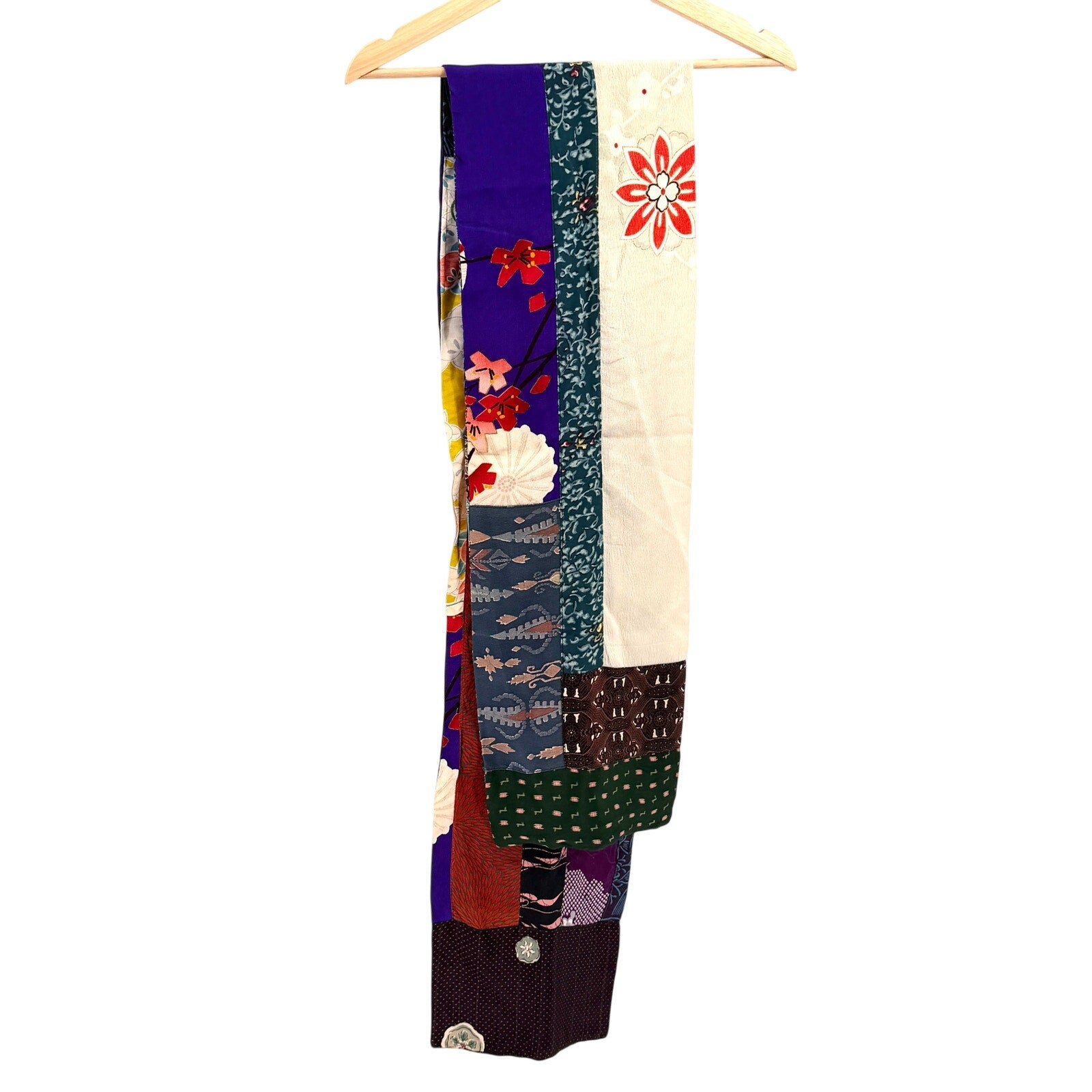 Vintage Reclaimed Japanese Silk Kimono Patchwork Scarf