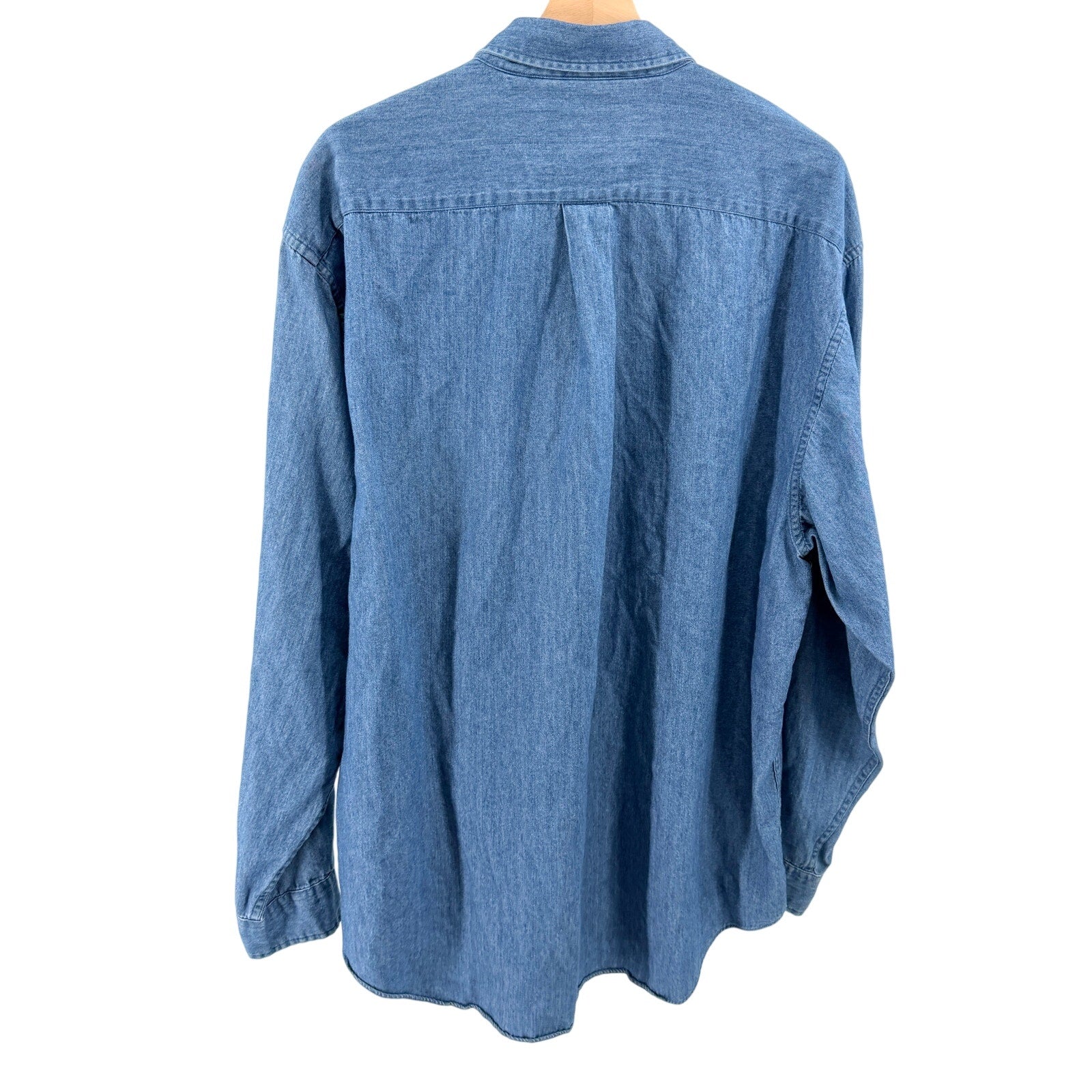 Vintage 90s Alexander Julian Colours Blue 100% Cotton Denim Button-Down Shirt
