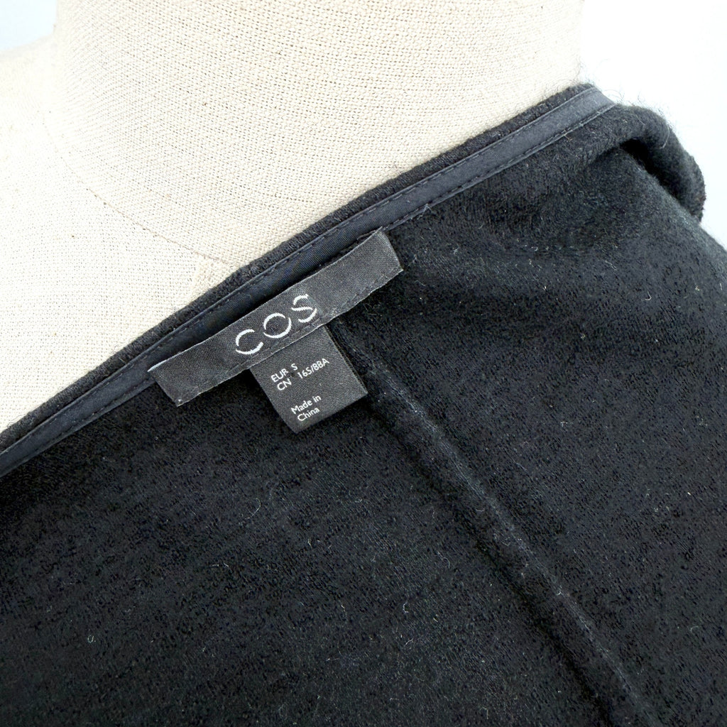 COS Black Wool Cotton Minimalist Belted Duster Jacket