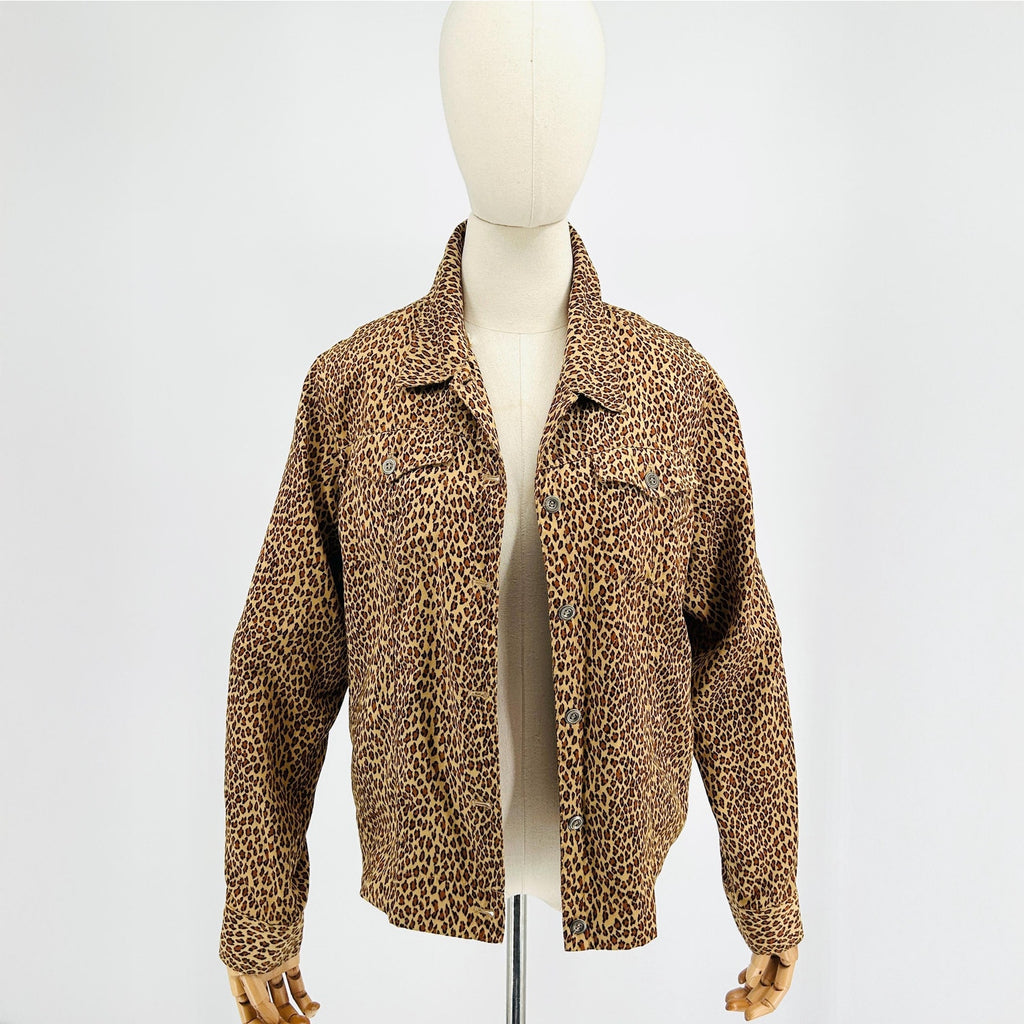 Vintage Y2K ELCC Leopard Print Ultra Suede Trucker Jacket