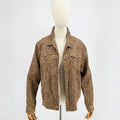 Vintage Y2K ELCC Leopard Print Ultra Suede Trucker Jacket