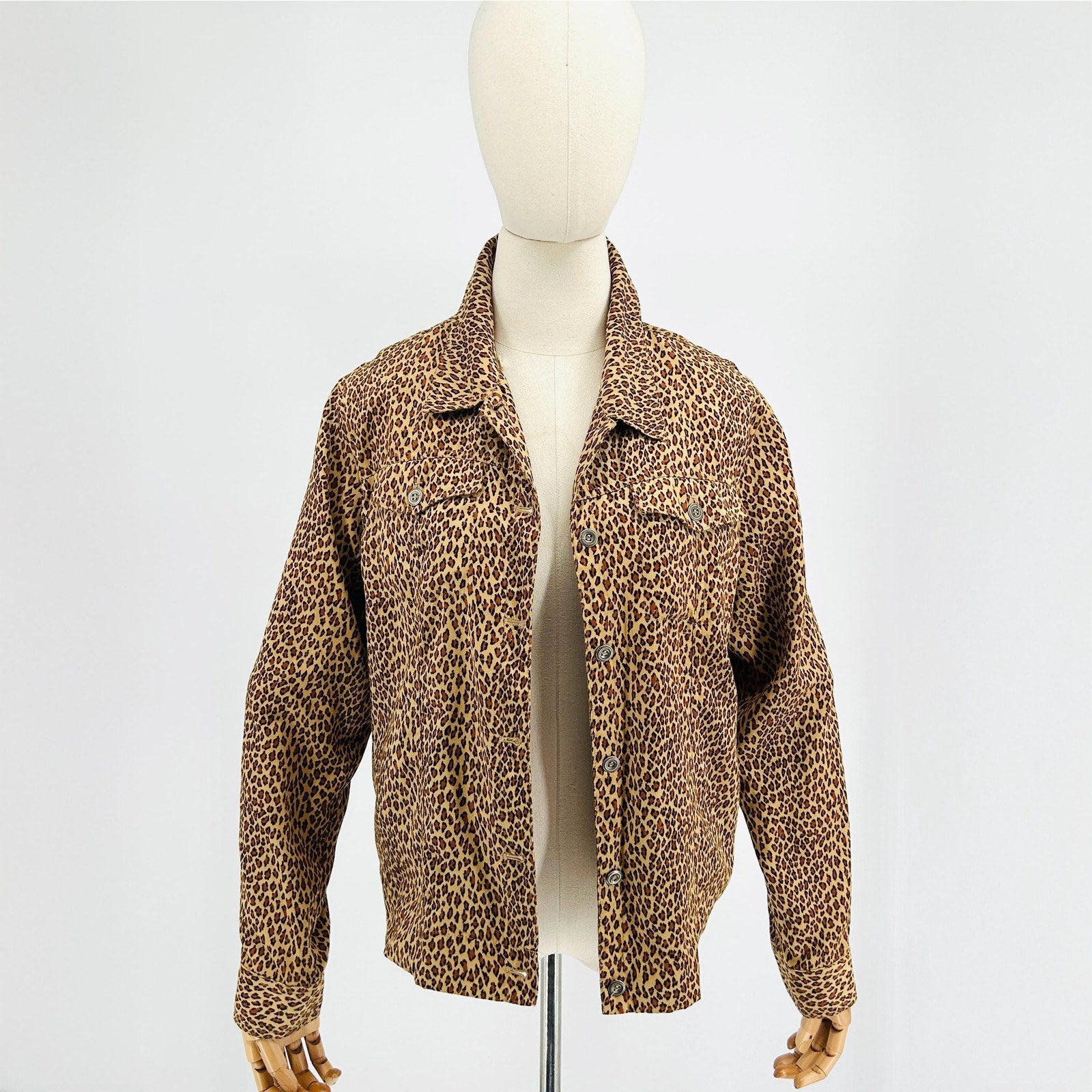 Vintage Y2K ELCC Leopard Print Ultra Suede Trucker Jacket