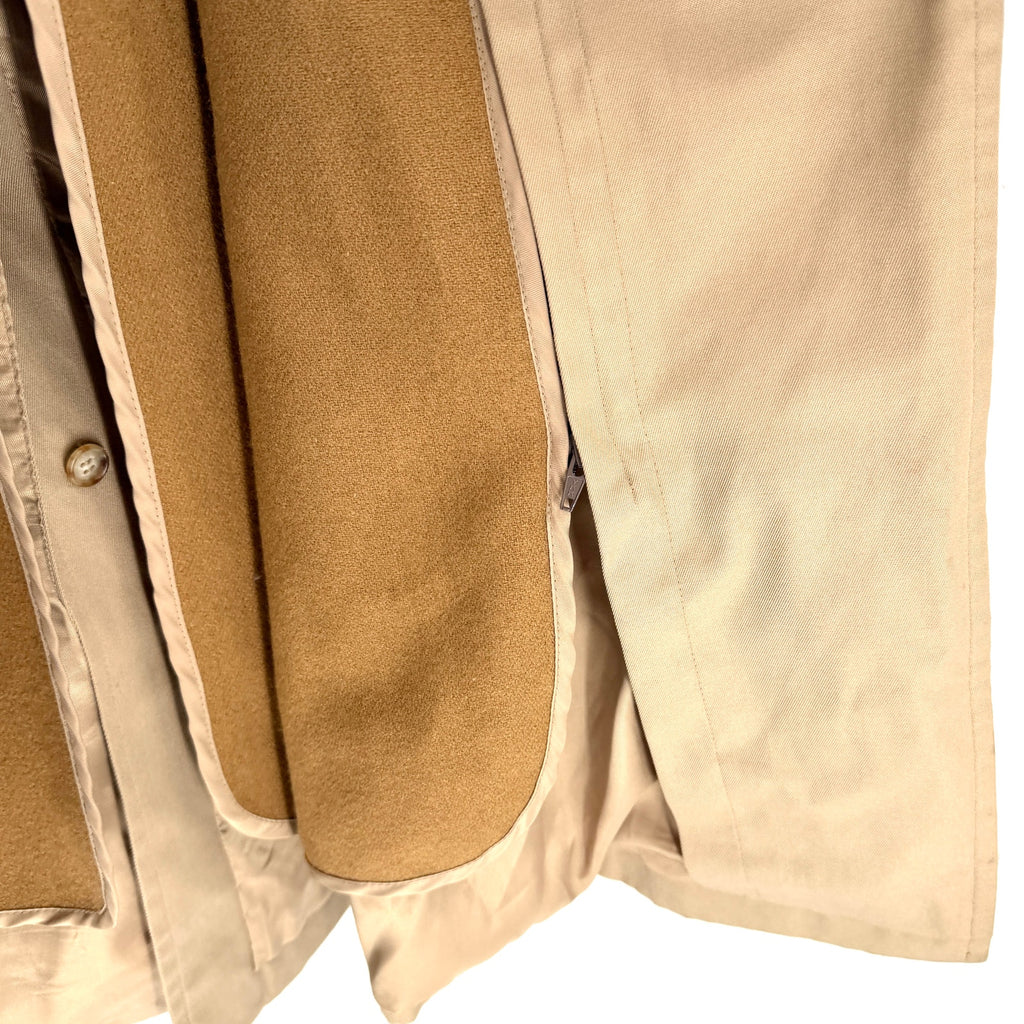 Vintage 90s Sanyo Tan Cotton Blend Zip In Liner Trench Coat