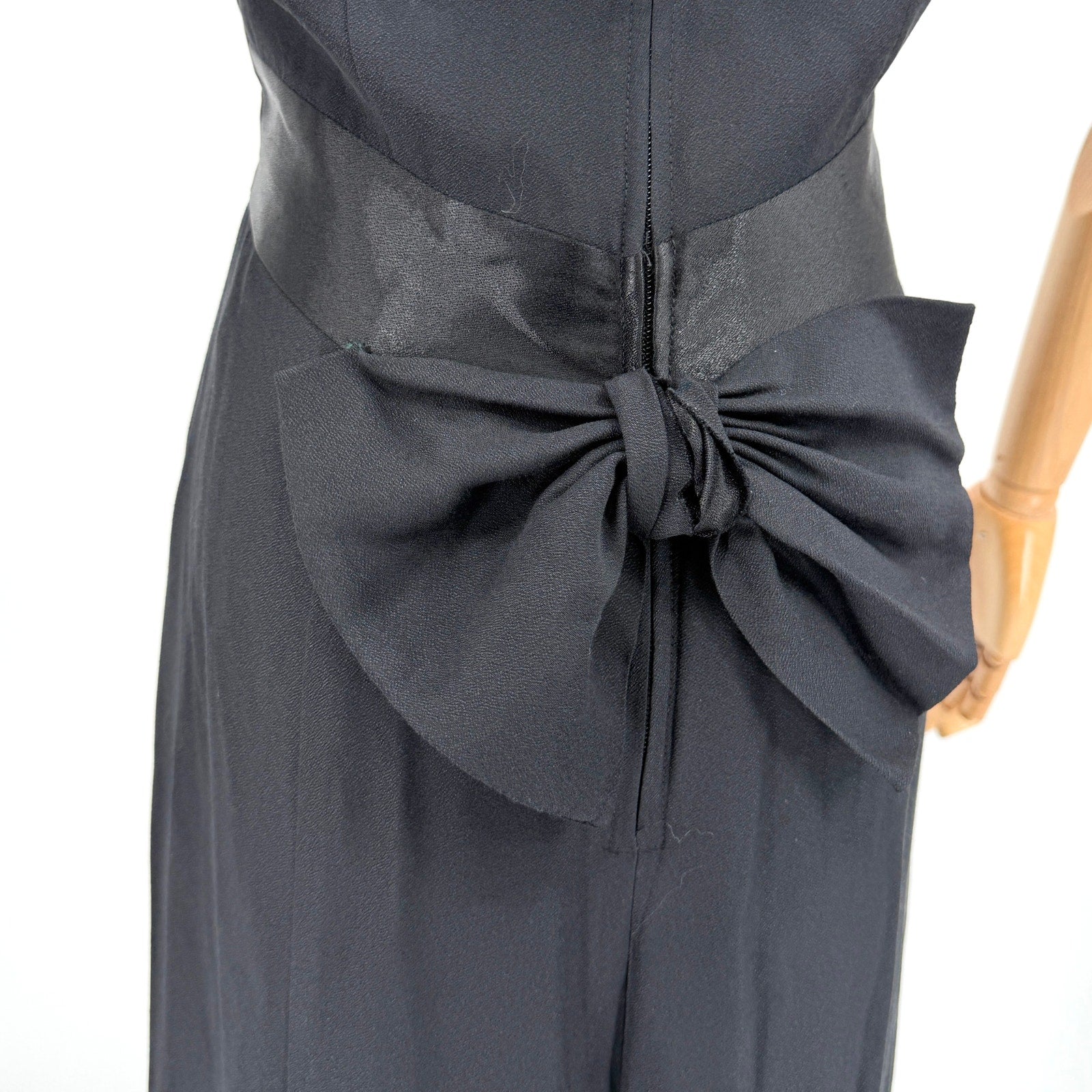 Vintage 80s House of Bianchi Black Bow Back Mermaid Evening Gown