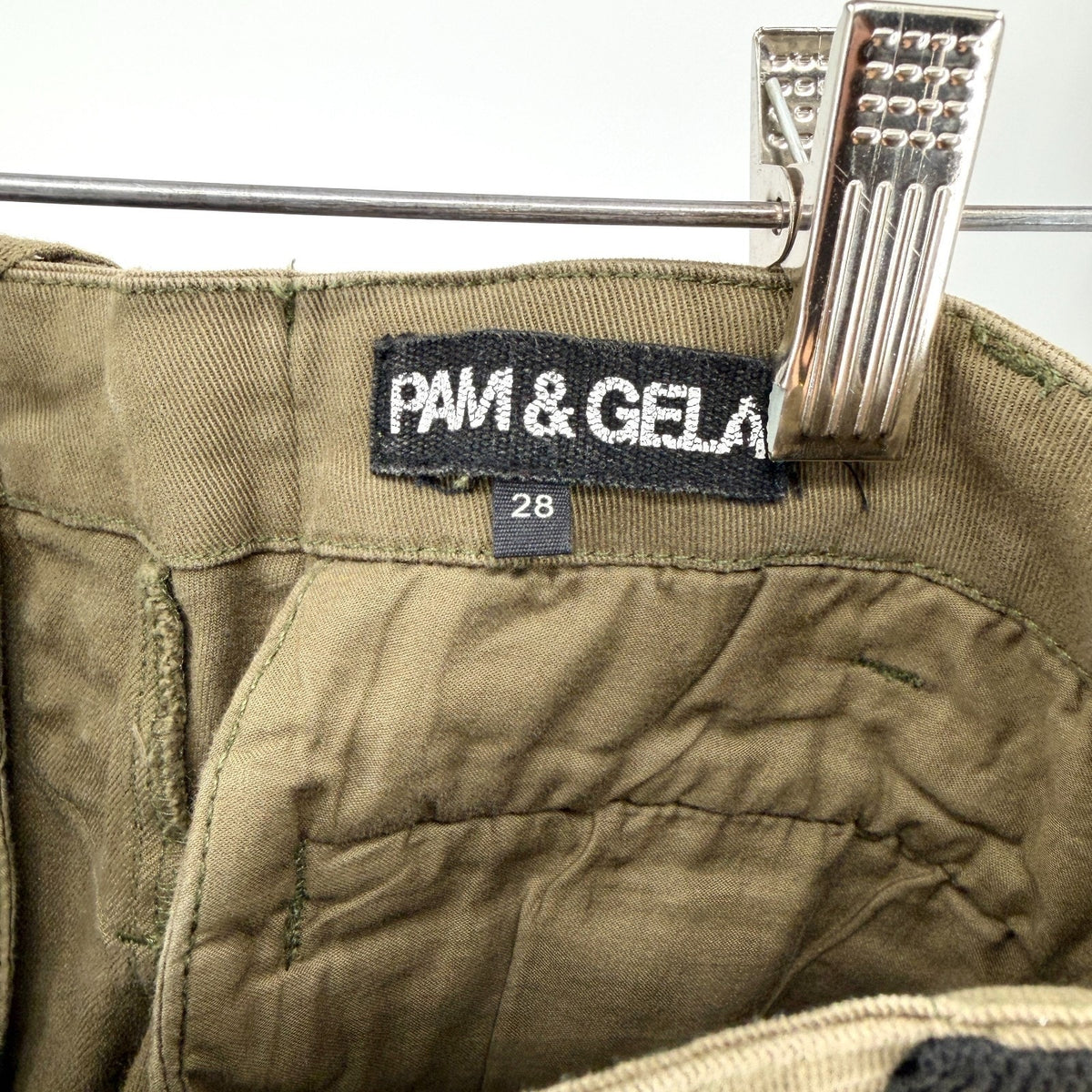 Pam & Gela Olive Green Retro Rainbow Stripe Skinny Pants