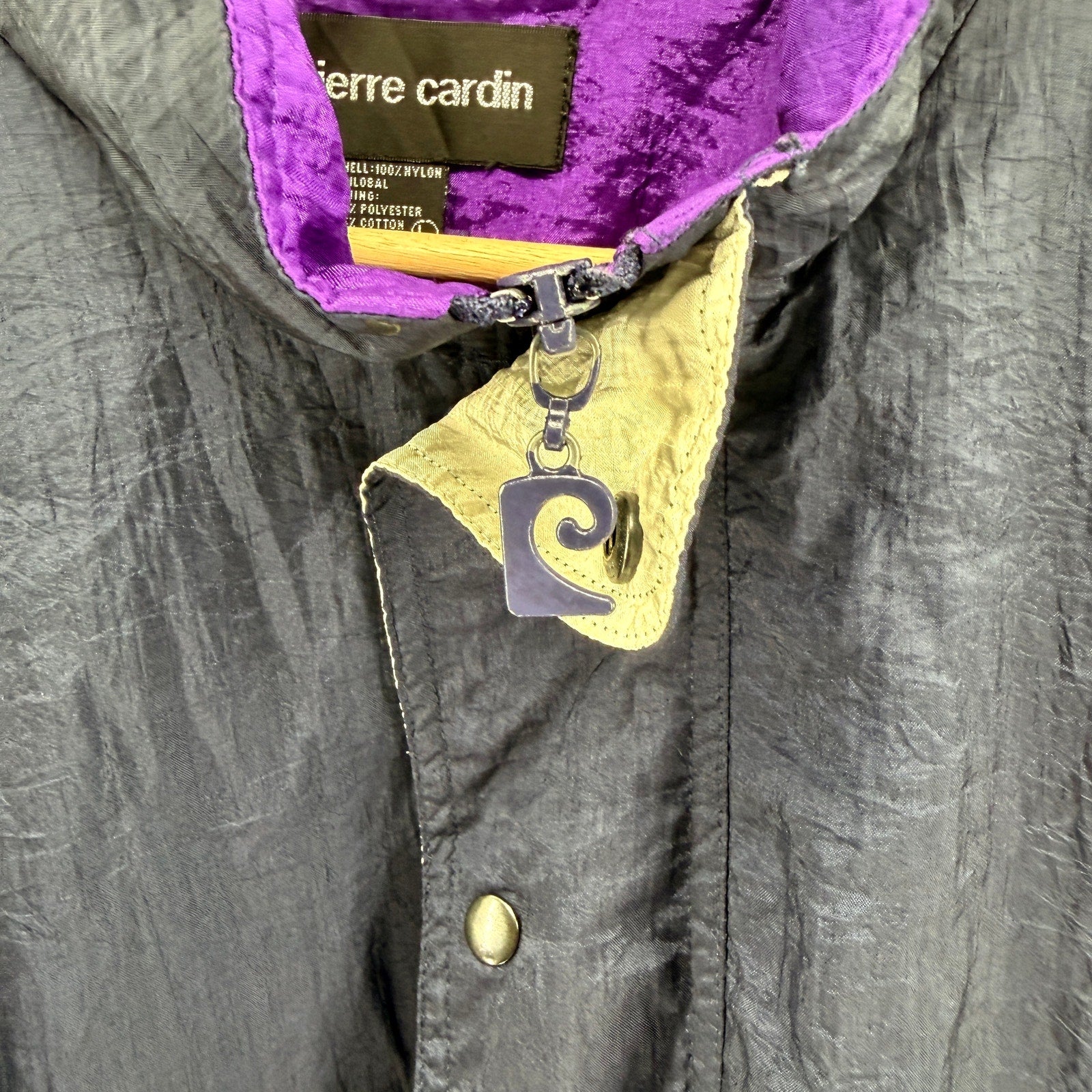 Vintage 80s Pierre Cardin Purple Teal Navy Colorblock Nylon Windbreaker Jacket