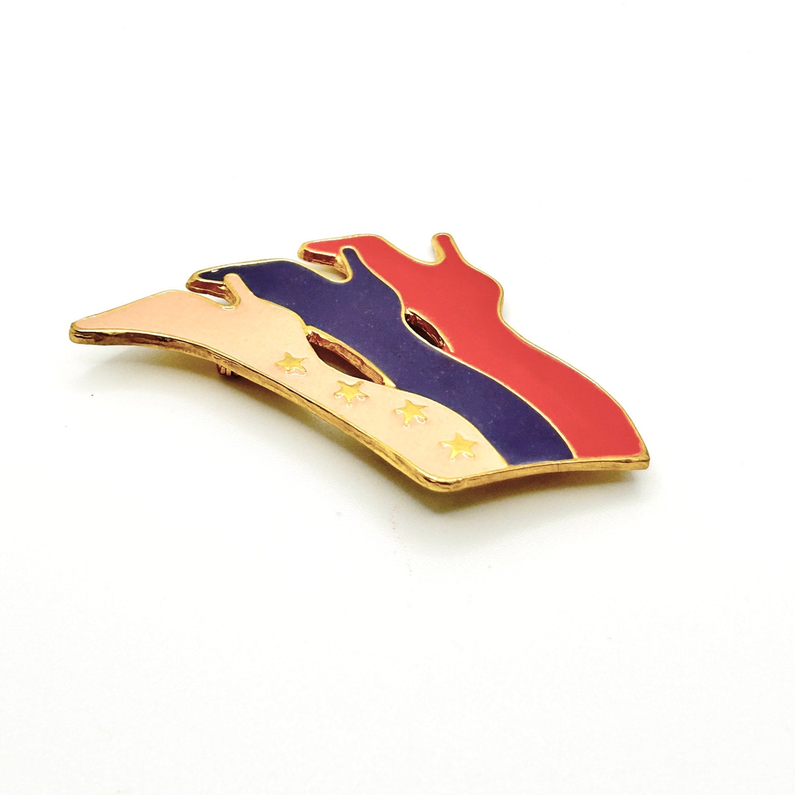 Vintage 80s Gold Enamel Glam High Heel Trio Brooch Pin