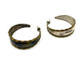 Vintage 90s Two Tone Sterling Silver Scalloped Hoop Earrings