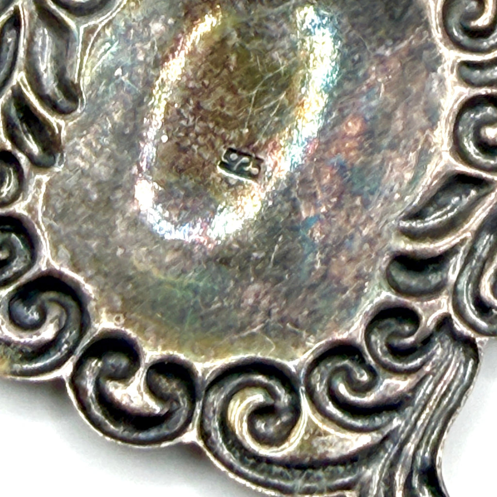 Vintage 90s Cream Sterling Silver Stamped Baroque Pearl Ornate Charm Bracelet
