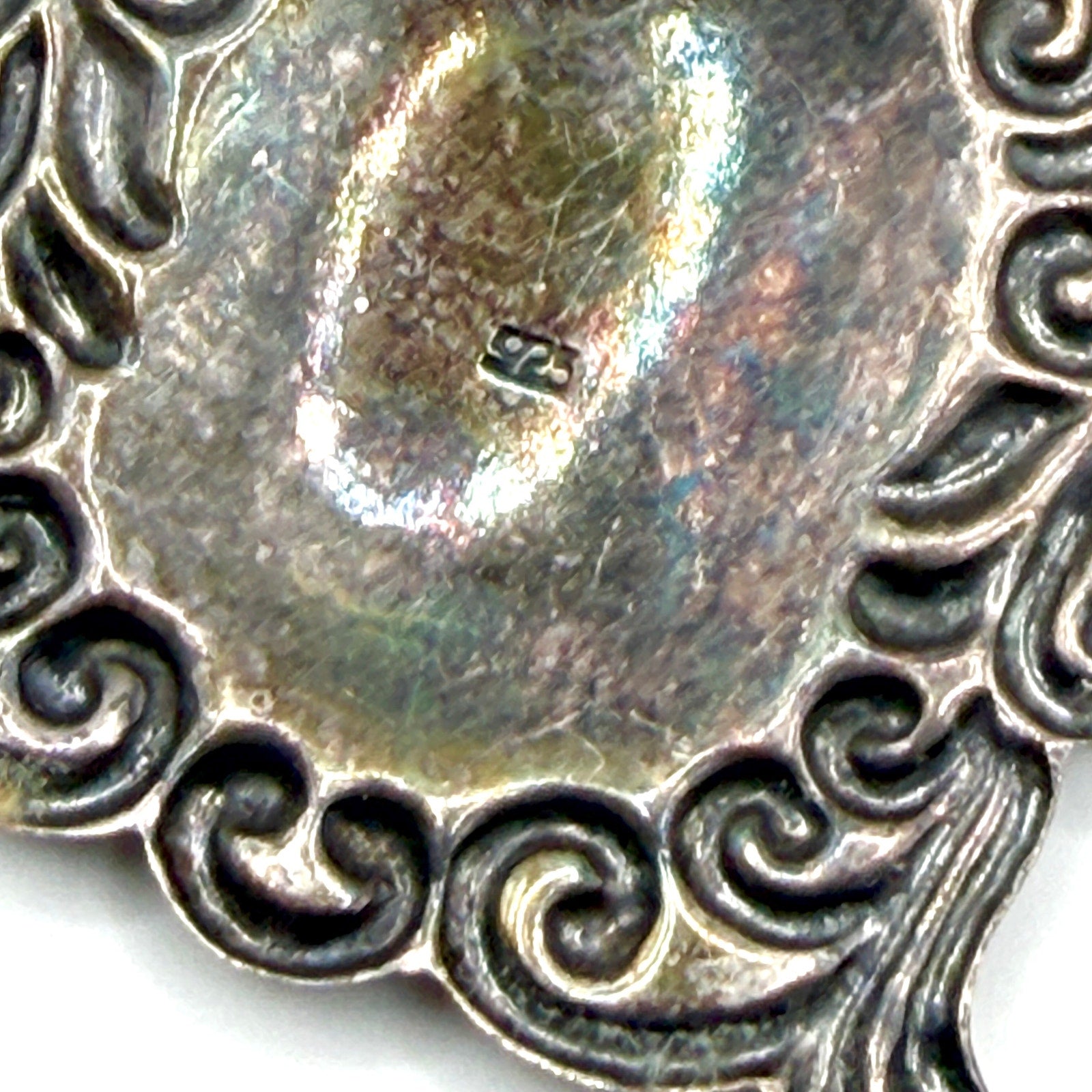 Vintage 90s Cream Sterling Silver Stamped Baroque Pearl Ornate Charm Bracelet