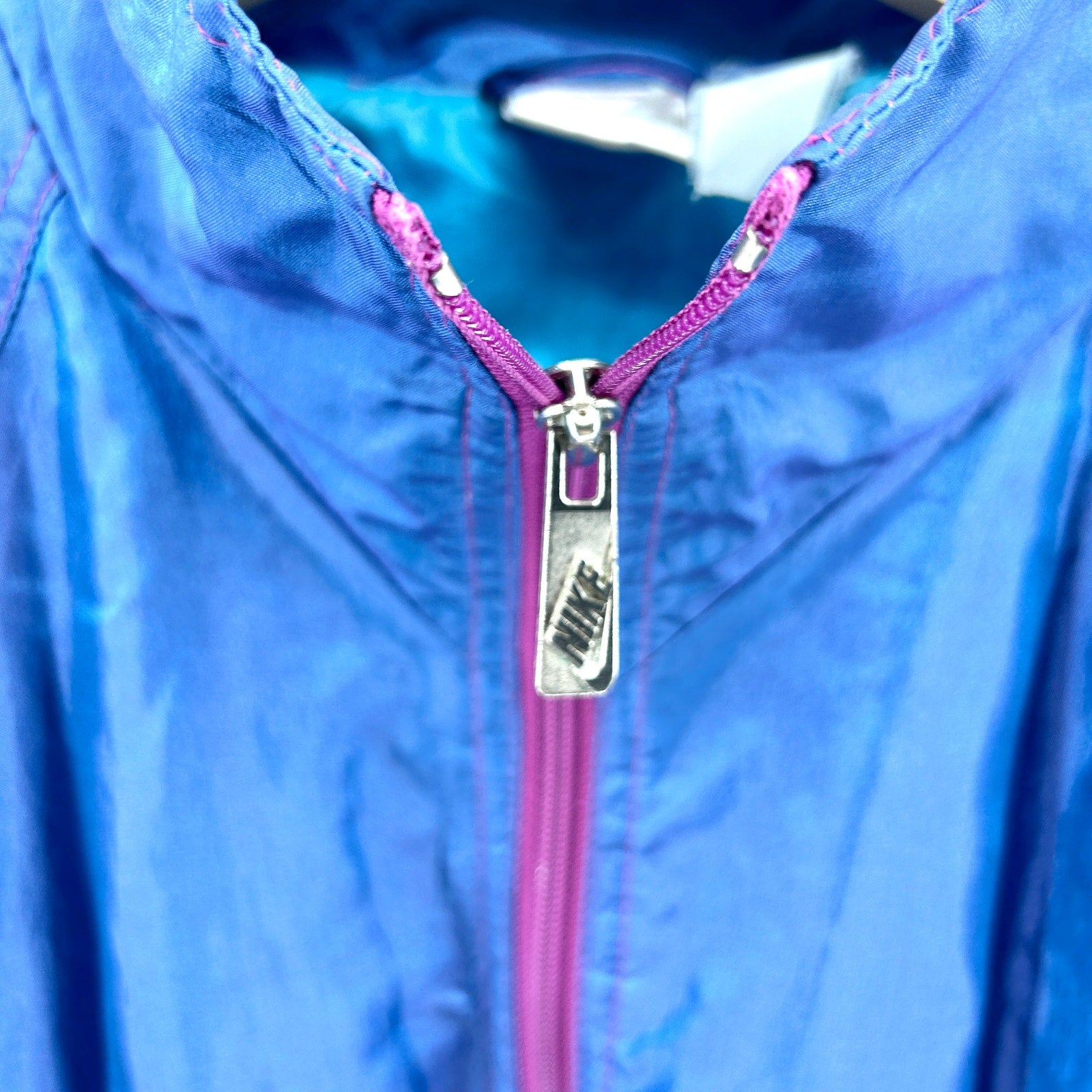 Vintage 90s Nike Blue Iridescent Full Zip Athletic Windbreaker Jacket