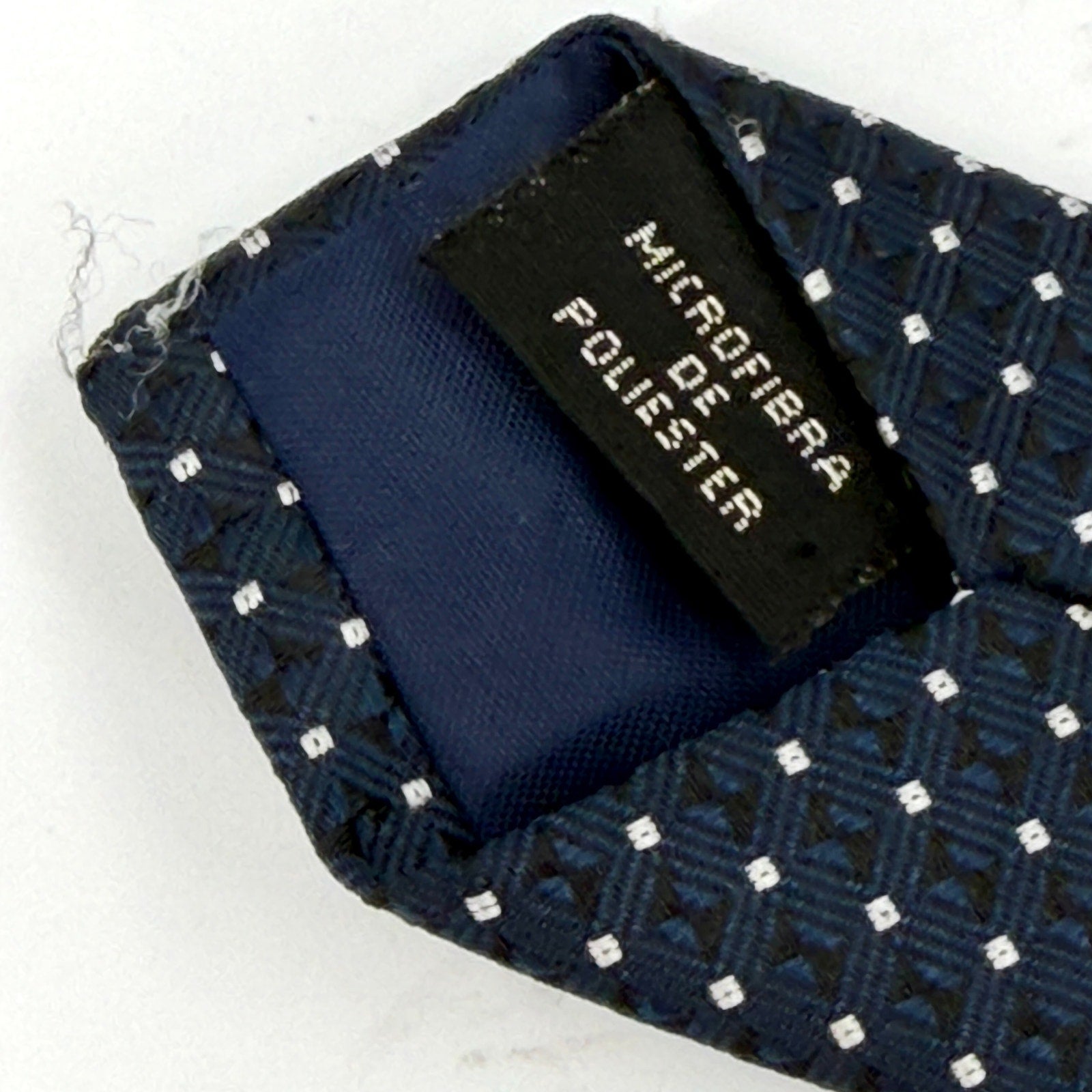 Vintage 90s Valentino Blue White Polkadot Geometric Traditional Necktie