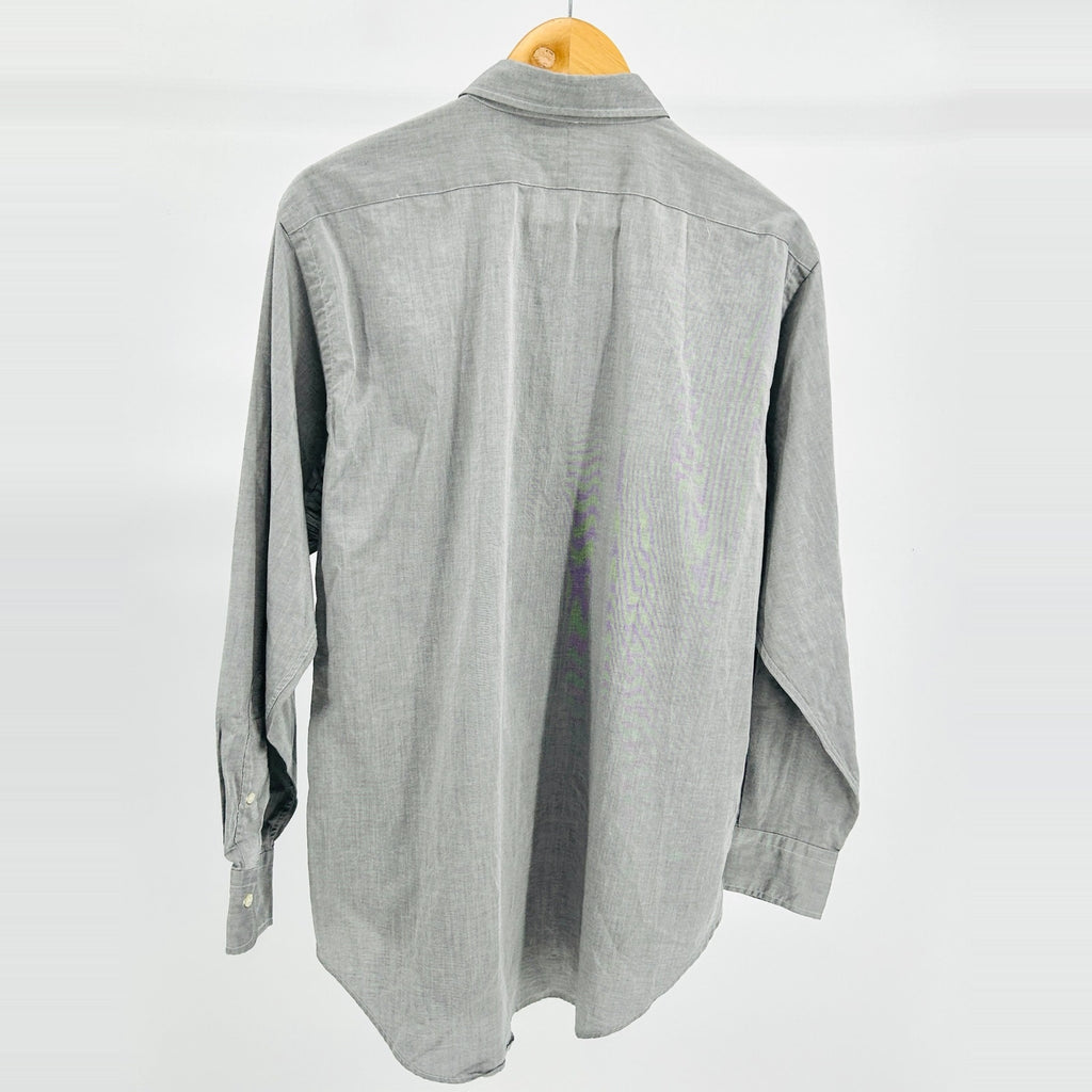 Lauren Ralph Lauren Gray Cotton Minimalist Button Down Shirt