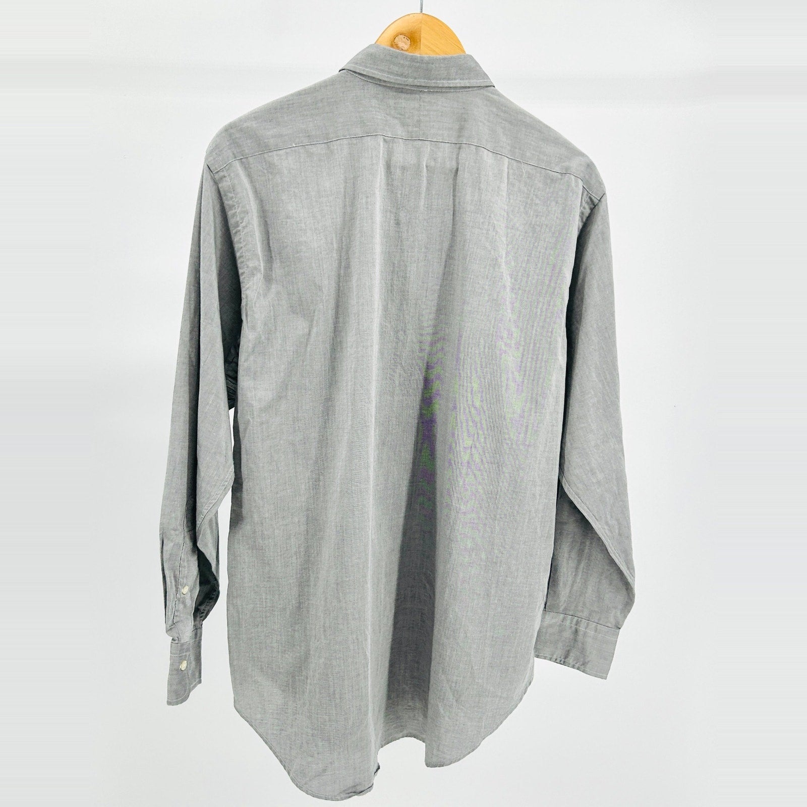 Lauren Ralph Lauren Gray Cotton Minimalist Button Down Shirt