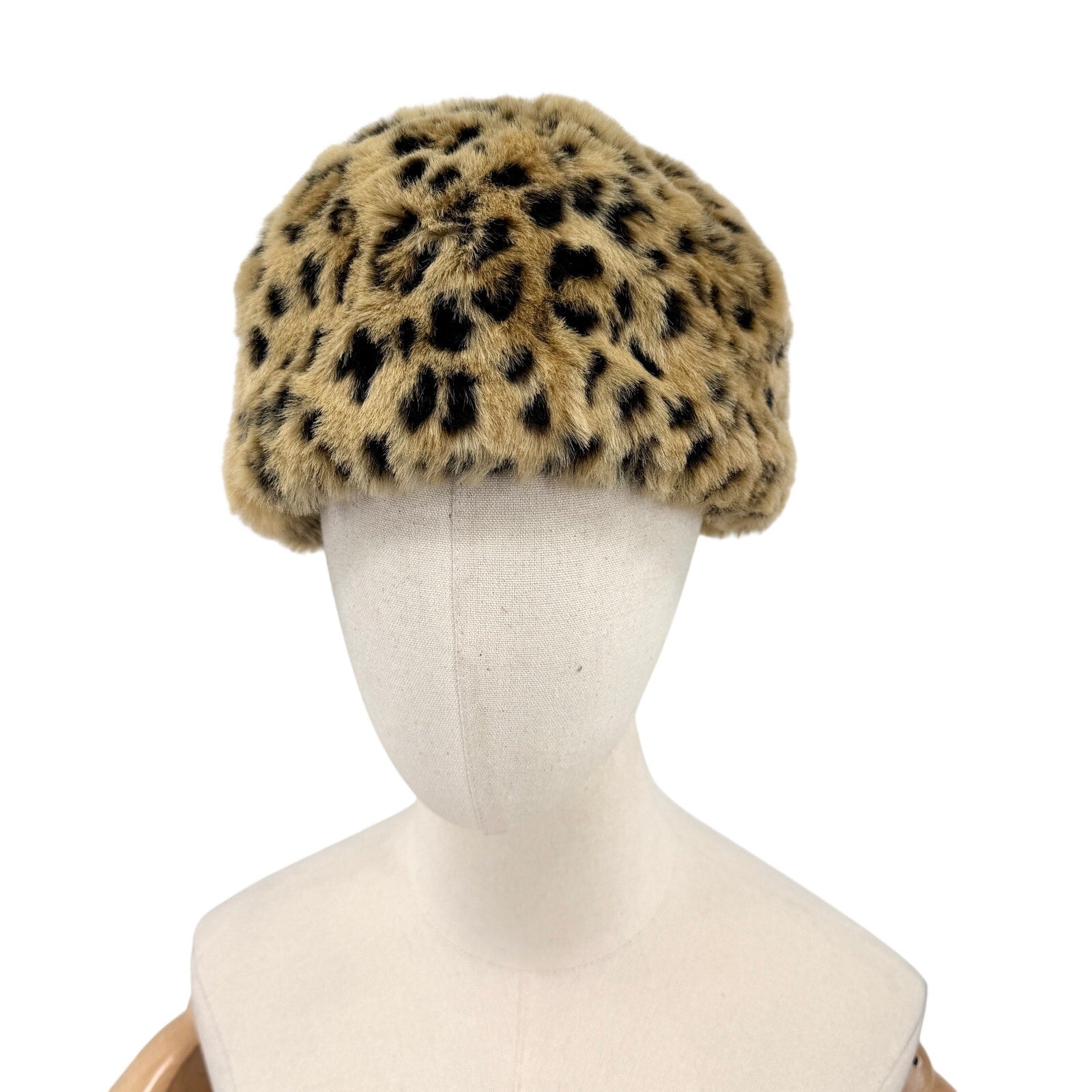 San Diego Hat Company Brown Black Leopard Faux Fur Winter Cloche Hat