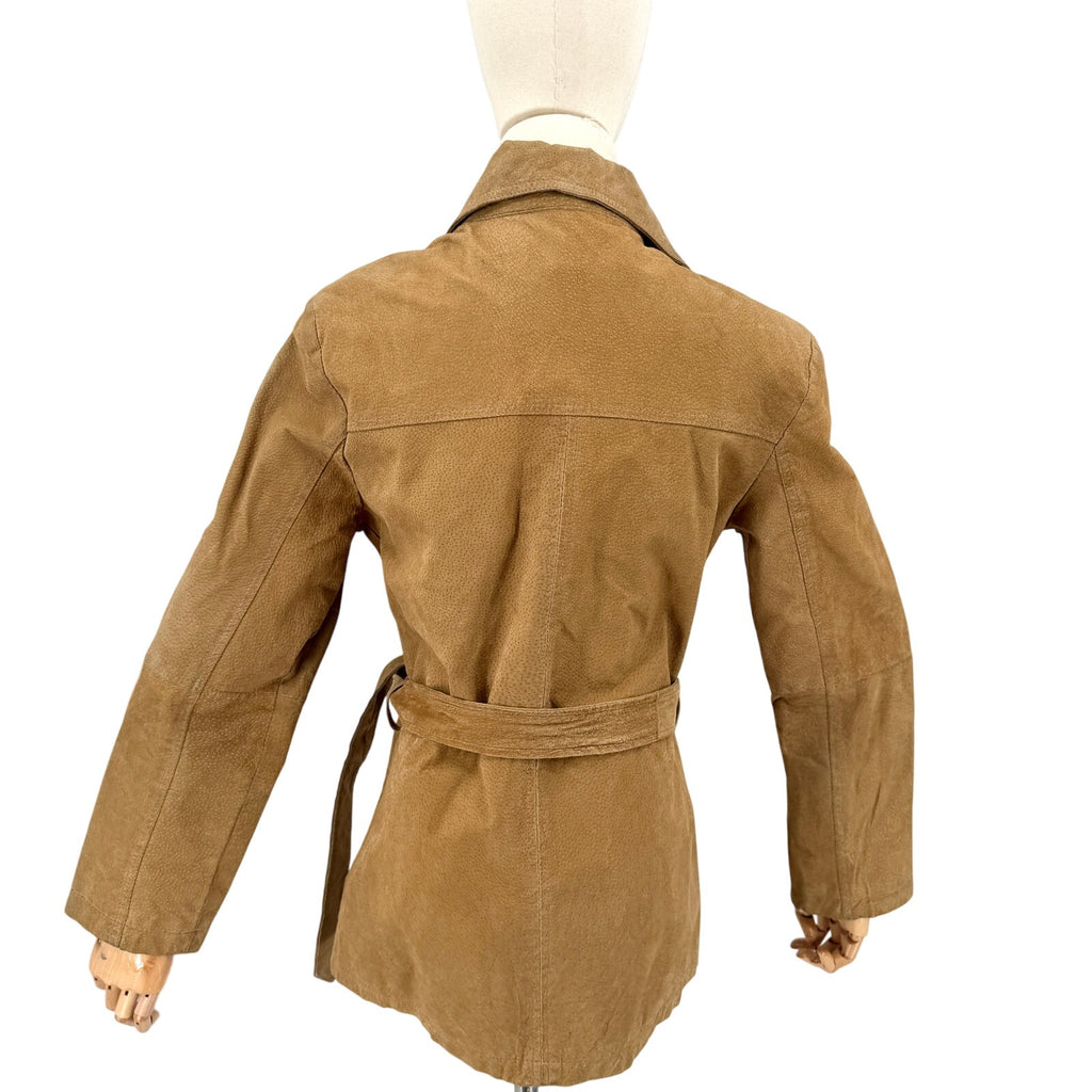 Vintage Y2K Dollhouse Tan Genuine Suede Belted Safari Jacket