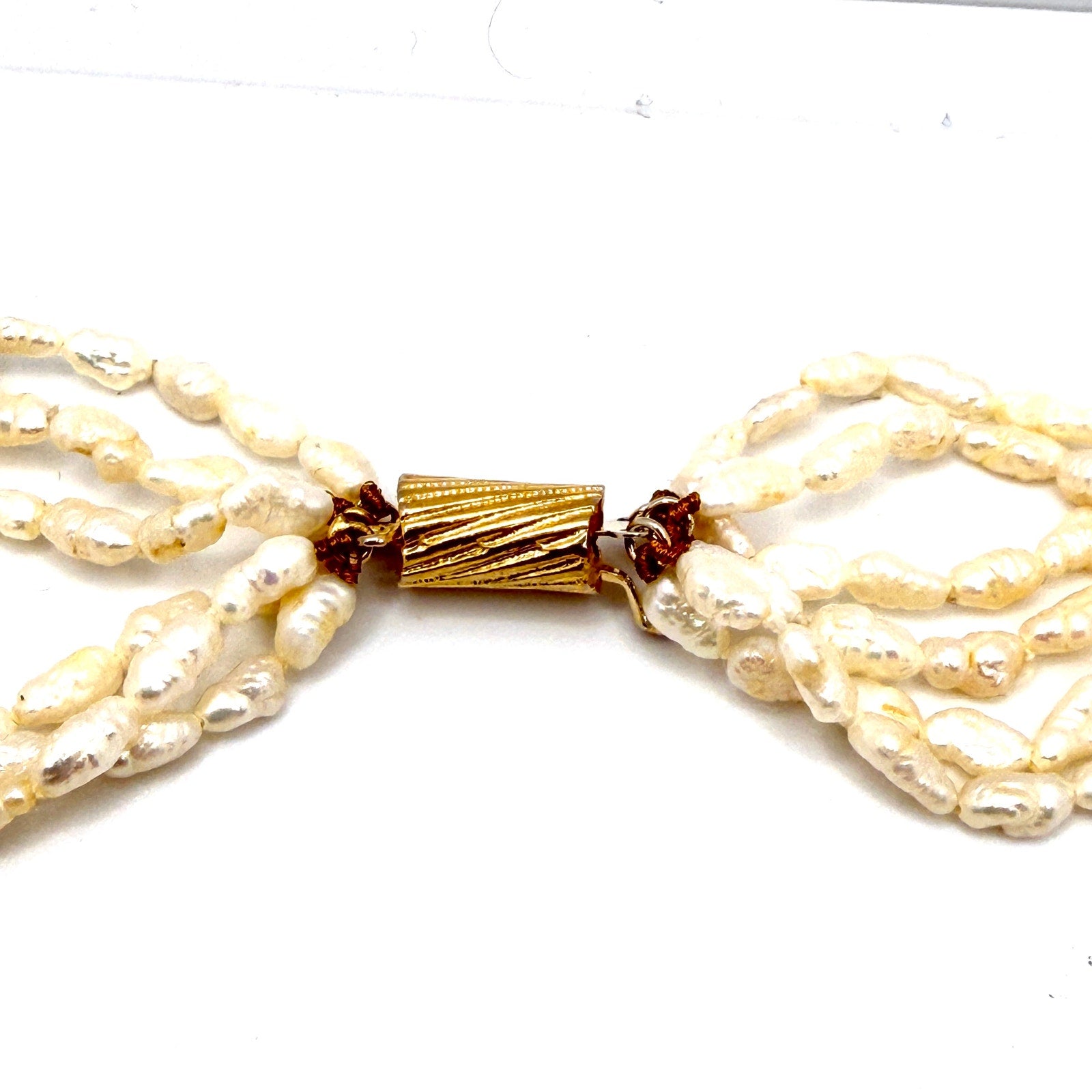Vintage 80s Multi Strand Rice Pearl Malachite Necklace Bracelet Jewelry Set