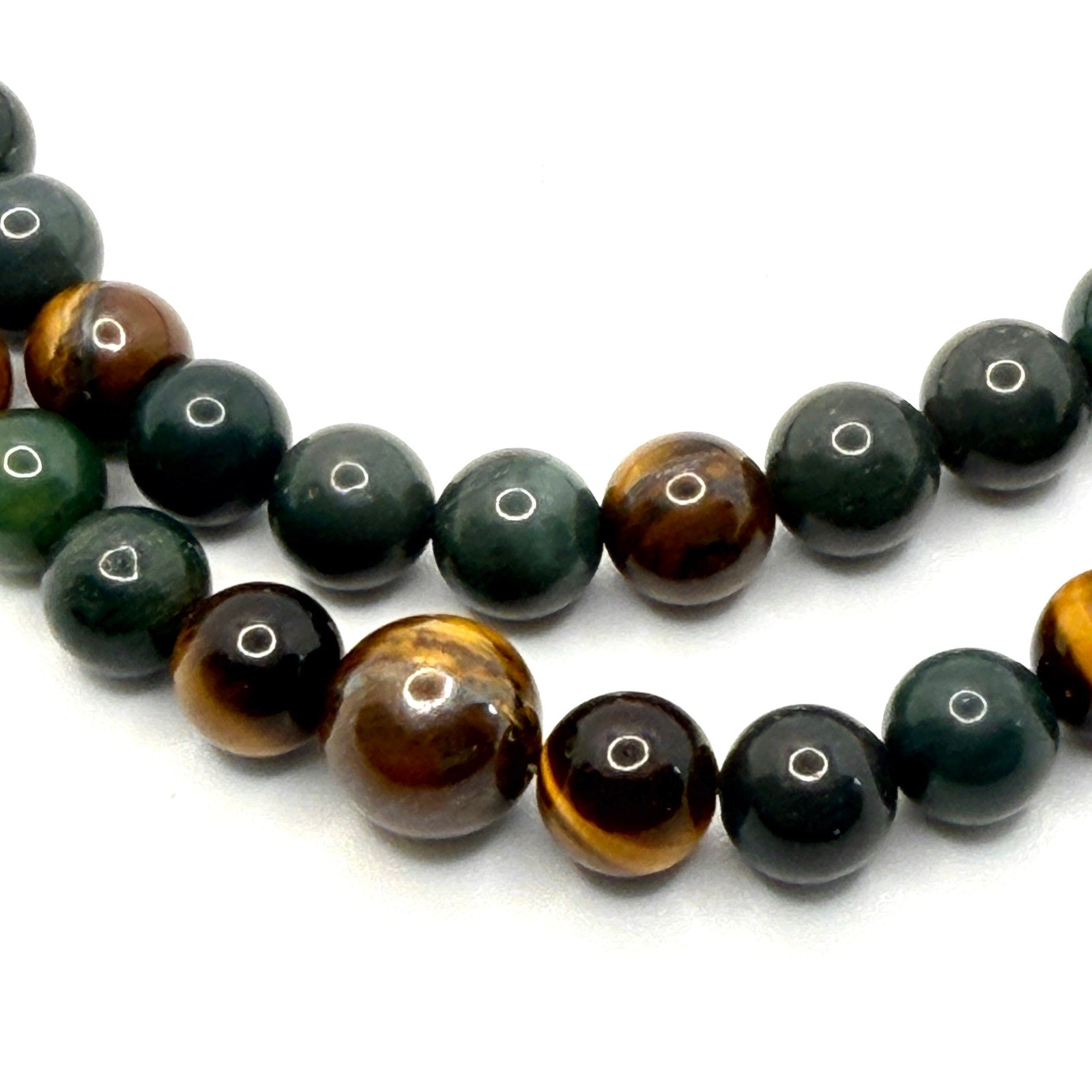 Vintage 90s Tiger's Eye Bloodstone Multi Strand Statement Necklace