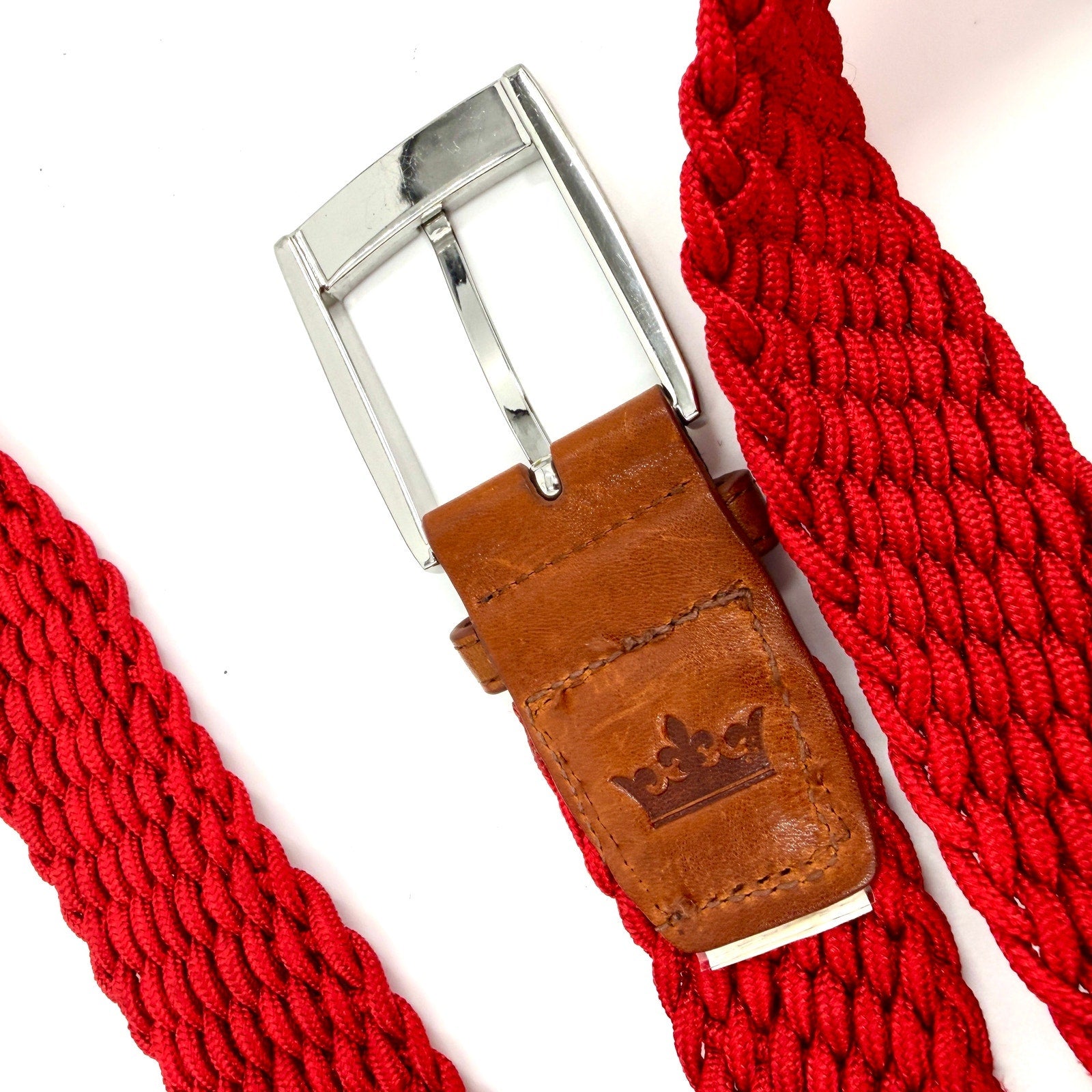Peter Millar Red Braided Cord Preppy Belt