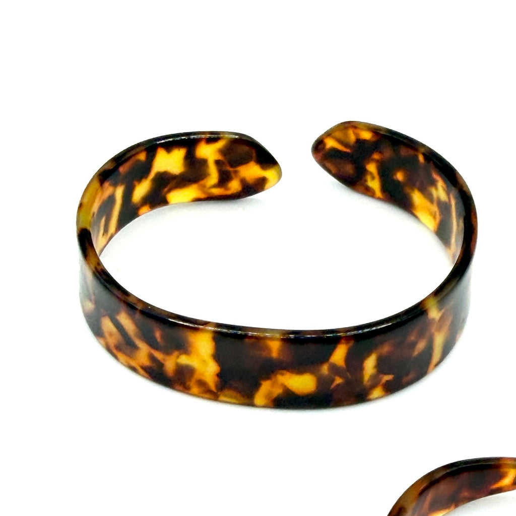 Vintage 80s Tortoiseshell Chunky Hoop Cuff Bracelet Earring Set
