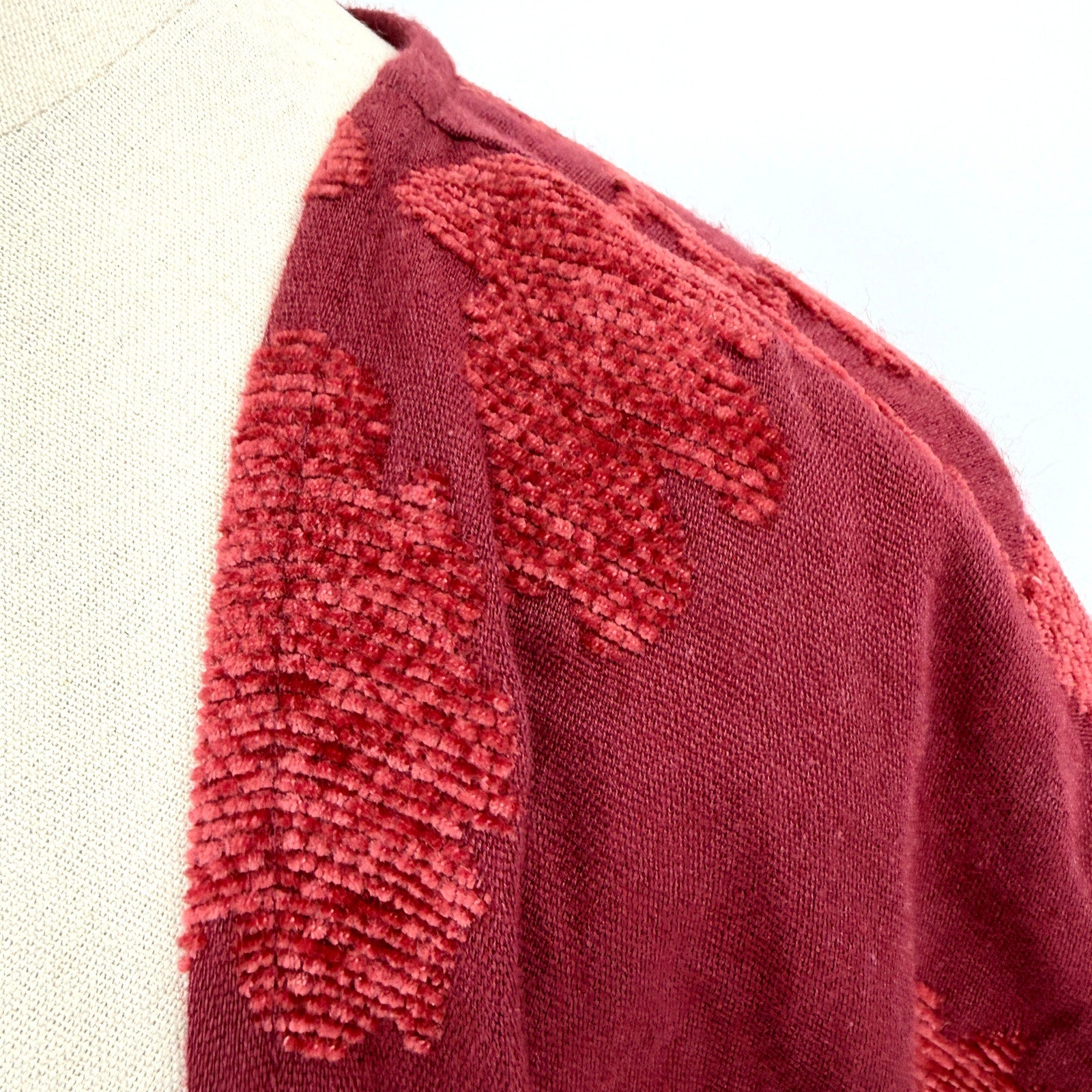 Chico's Maroon Burnout Floral Fringe Ruana Kimono