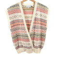 Vintage 80s RUSS Cream Pink Fair Isle Sweater Vest