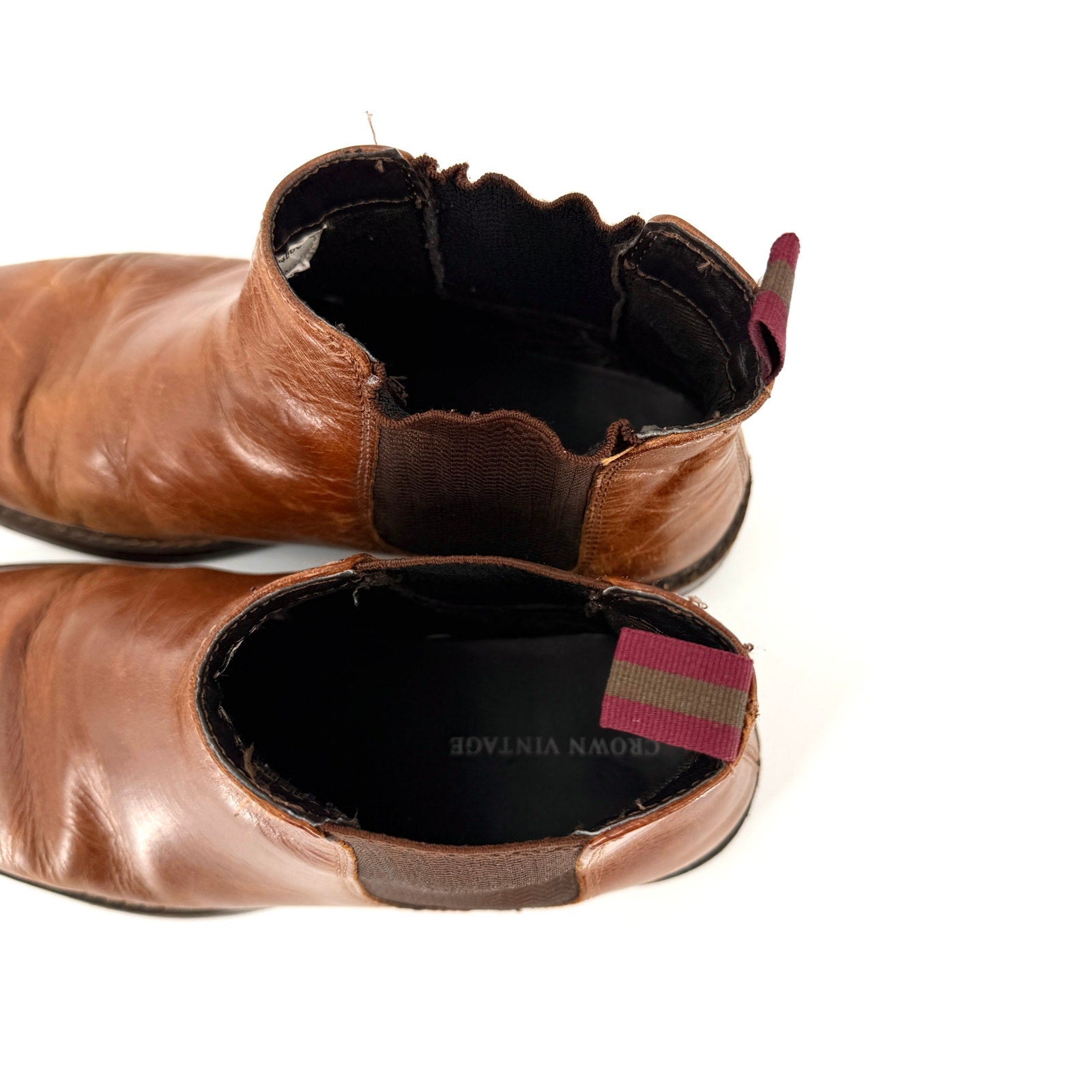 Crown Vintage Distressed Brown Genuine Leather Chelsea Boots