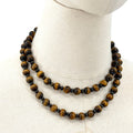 Vintage 90s Tiger's Eye Hematite Double Strand Toggle Statement Necklace