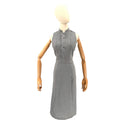 Vintage Y2K Burberry London Gray Minimalist Pleated Sleeveless Pencil Dress