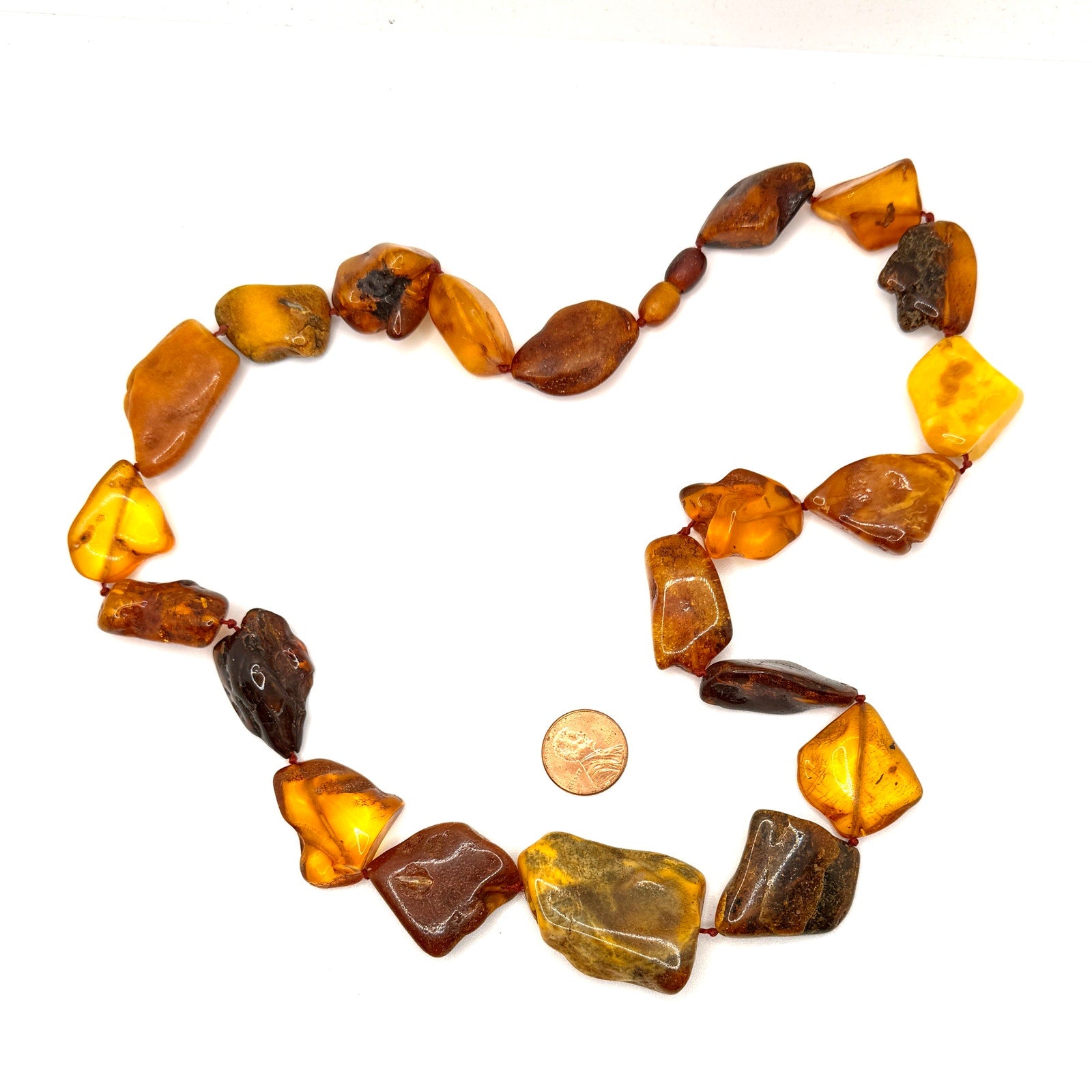 Vintage 70s Honey Cognac Genuine Amber Chunky Statement Necklace