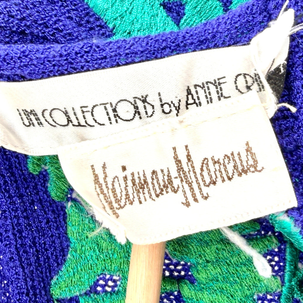 Vintage 80s Umi Collections by Anne Crimmins Blue Teal Embroidered Sweater