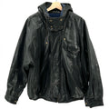Vintage 90s DAF David Fahren Black Genuine Leather Hooded Bomber Jacket