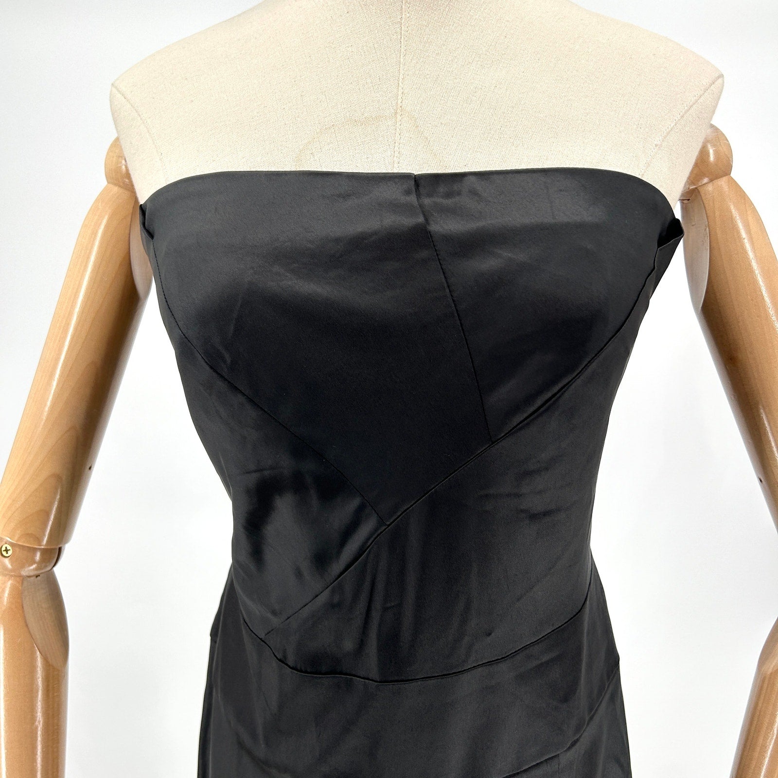 Guess by Marciano Black Satin Strapless Cocktail Dress
