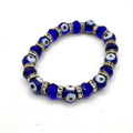 Cobalt Blue Glass Rhinestone Evil Eye Protection Stretch Bracelet