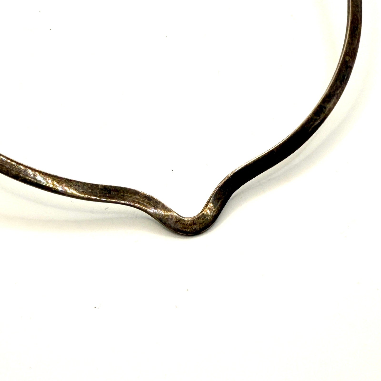 Vintage 90s Stamped Mexico Sterling Silver V Neck Rigid Collar Choker Necklace