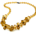 Vintage 90s Honey Amber Glass Faceted Cluster Magnetic Statement Necklace