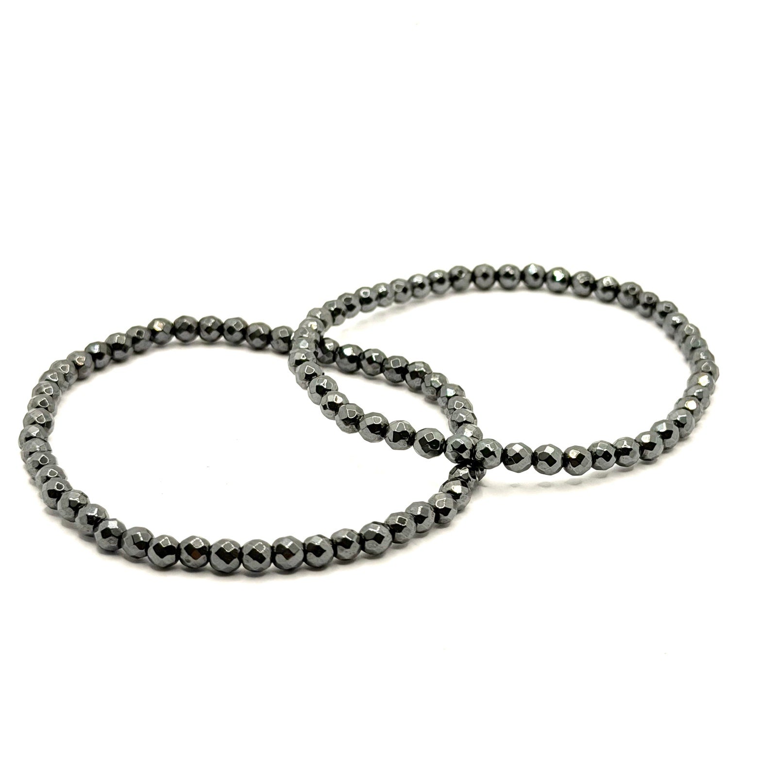 Pair of Faceted Hematite Bead Stretch Bracelets