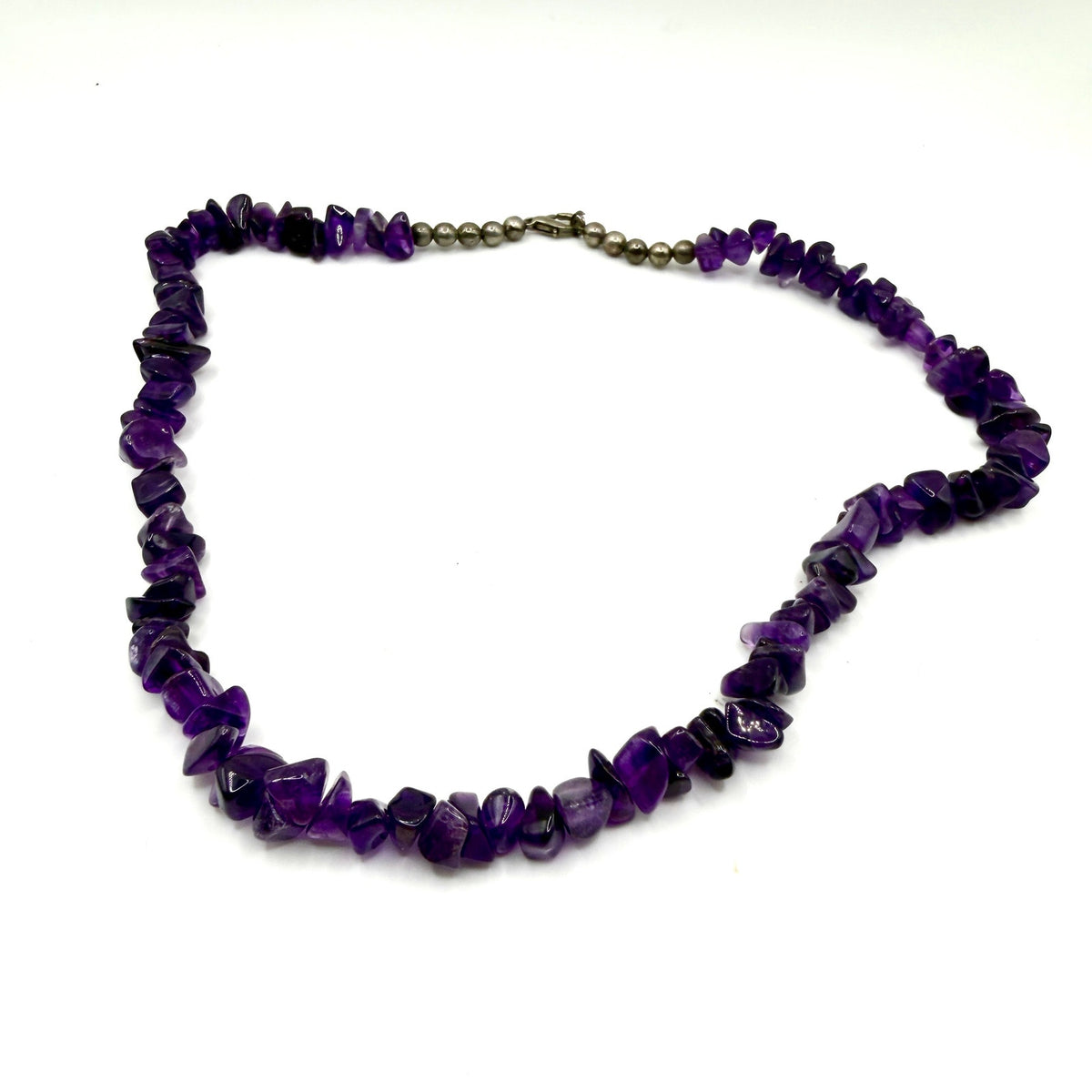 Vintage 90s Purple Amethyst Chip Sterling Silver Necklace