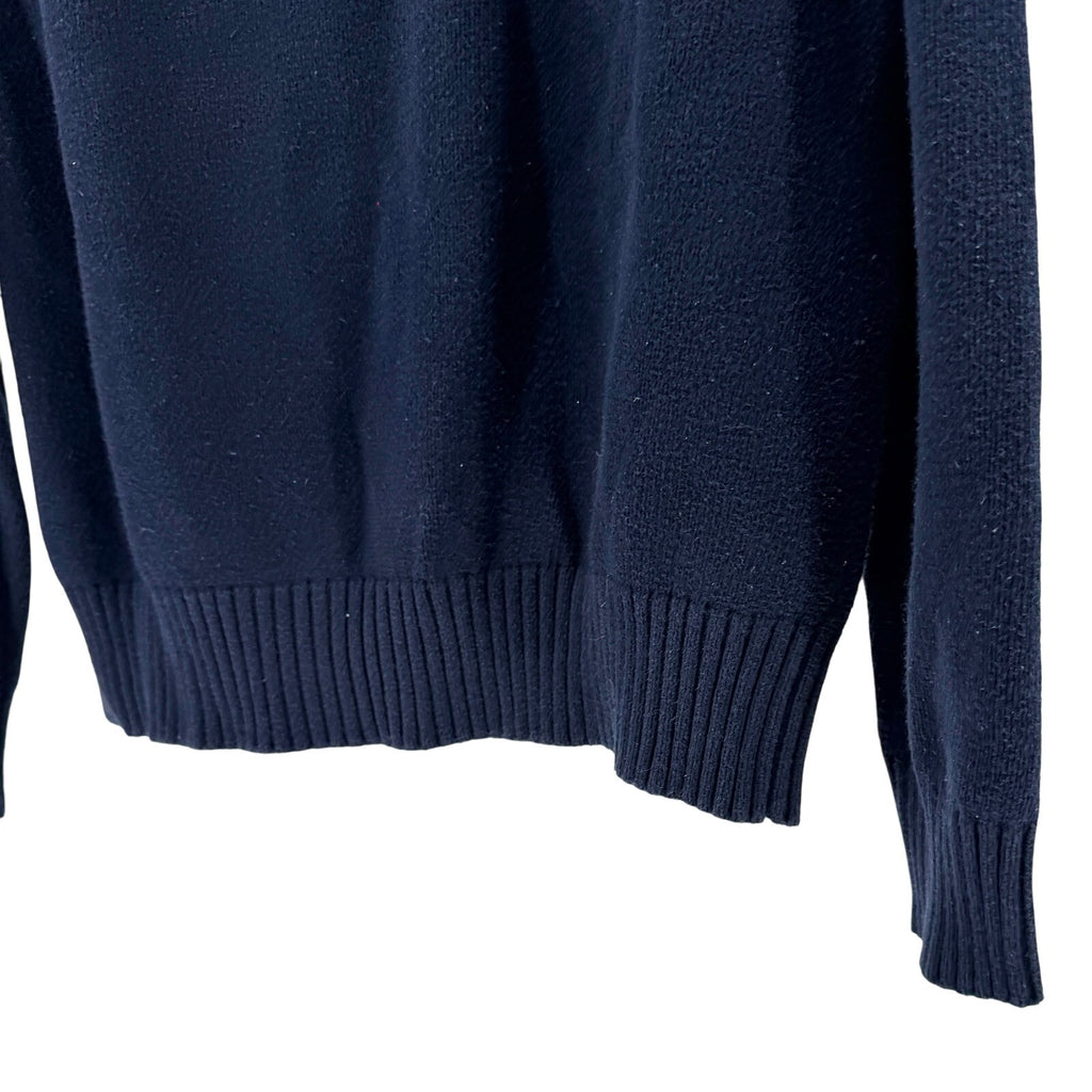 Polo Ralph Lauren Navy Blue 100% Cotton Preppy Mock Neck Sweater