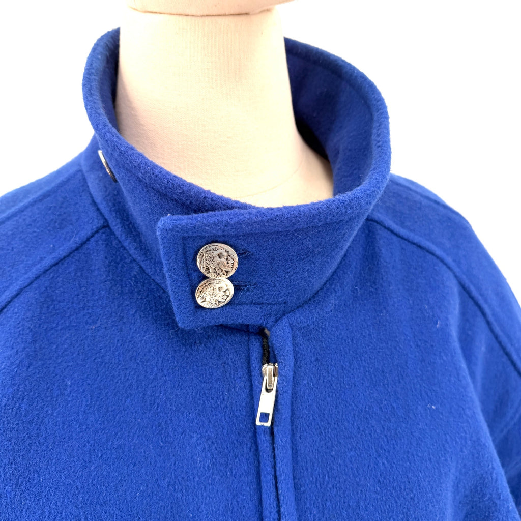 Vintage 80s JK Collections Blue Wool Oversized Bomber Jacket