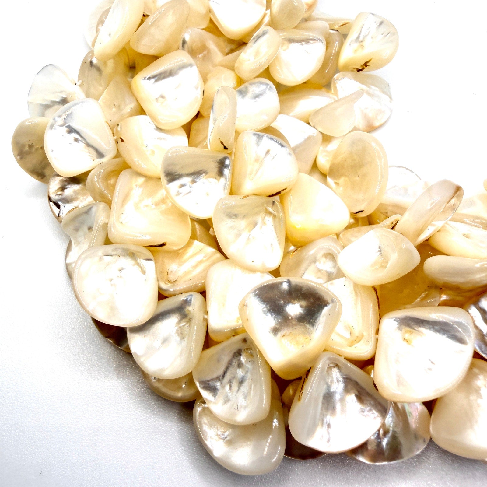 Vintage 90s White Mother of Pearl Multi Strand Statement Necklace