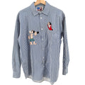 MINT Vintage 90s Too Cute Guetta Bros Popeye Blue Striped Embroidered Shirt