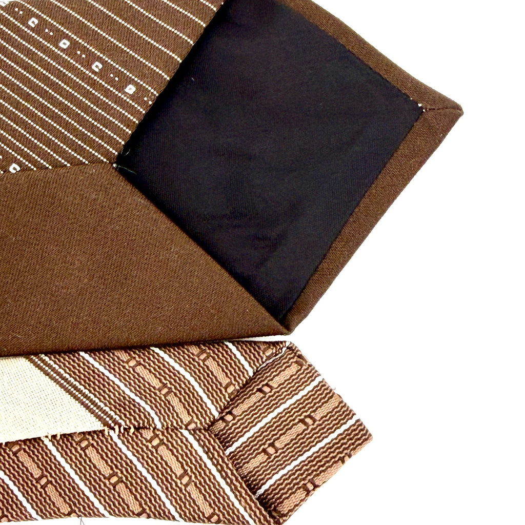 Vintage 70s Anua Brown Cream Pinstripe Necktie