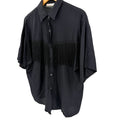 Vintage 80s Diana Marco Black Western Fringe Short Sleeve Button Down Shirt
