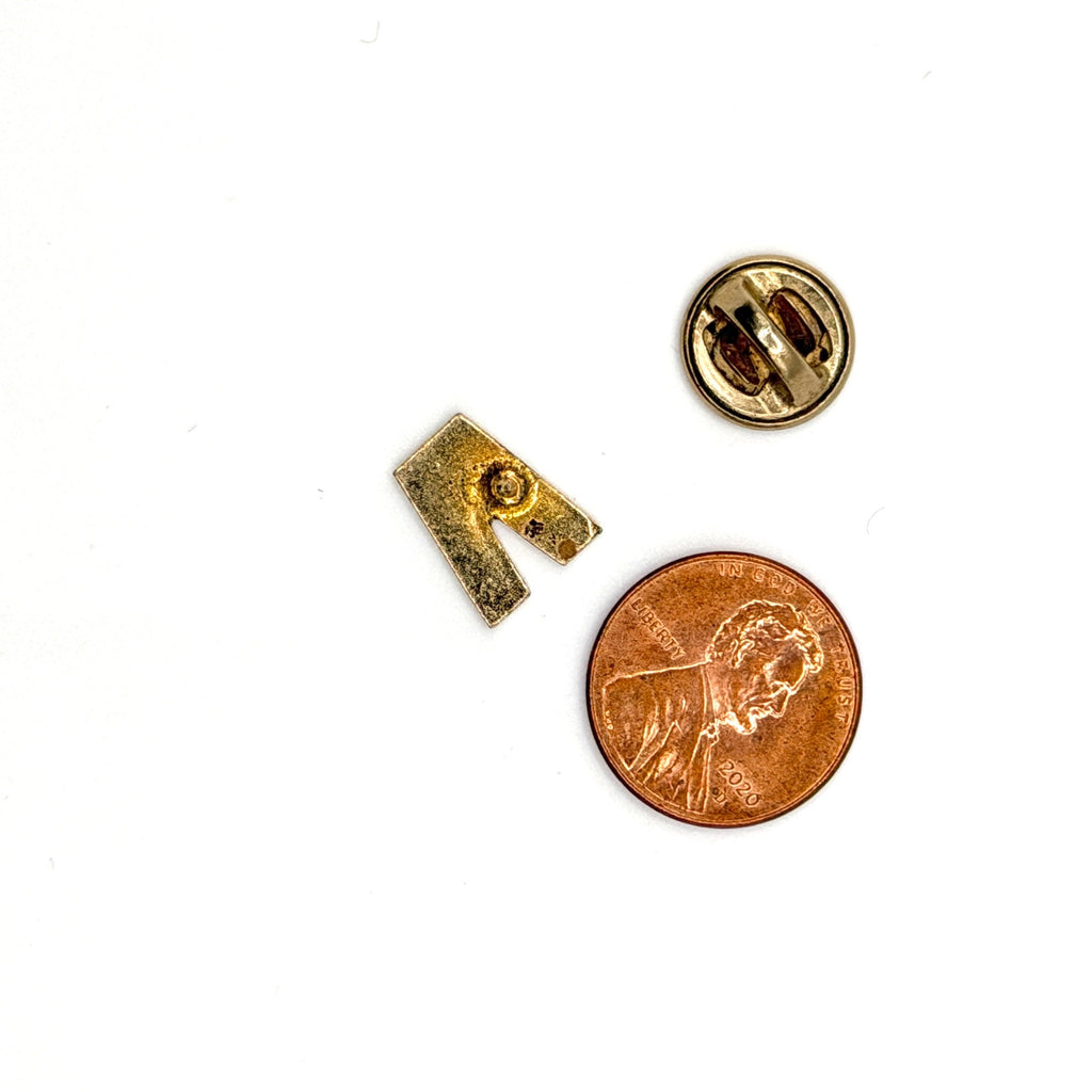 Vintage 80s Gold Tone Minimalist Initial V Stamped Lapel Tack Pin