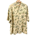 Vintage 90s Pierre Cardin Beige Green Tropical Palm Print Shirt