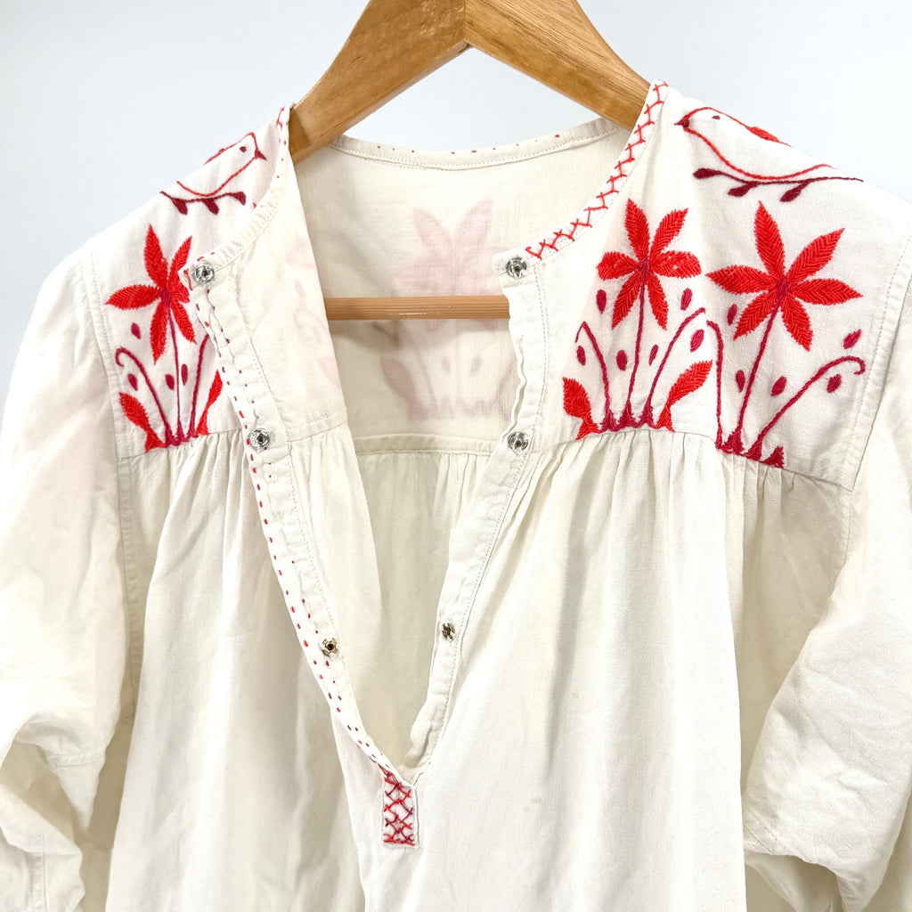 Vintage 70s Kalocsa Hungarian Folk Cotton Embroidered Boho Maxi Dress