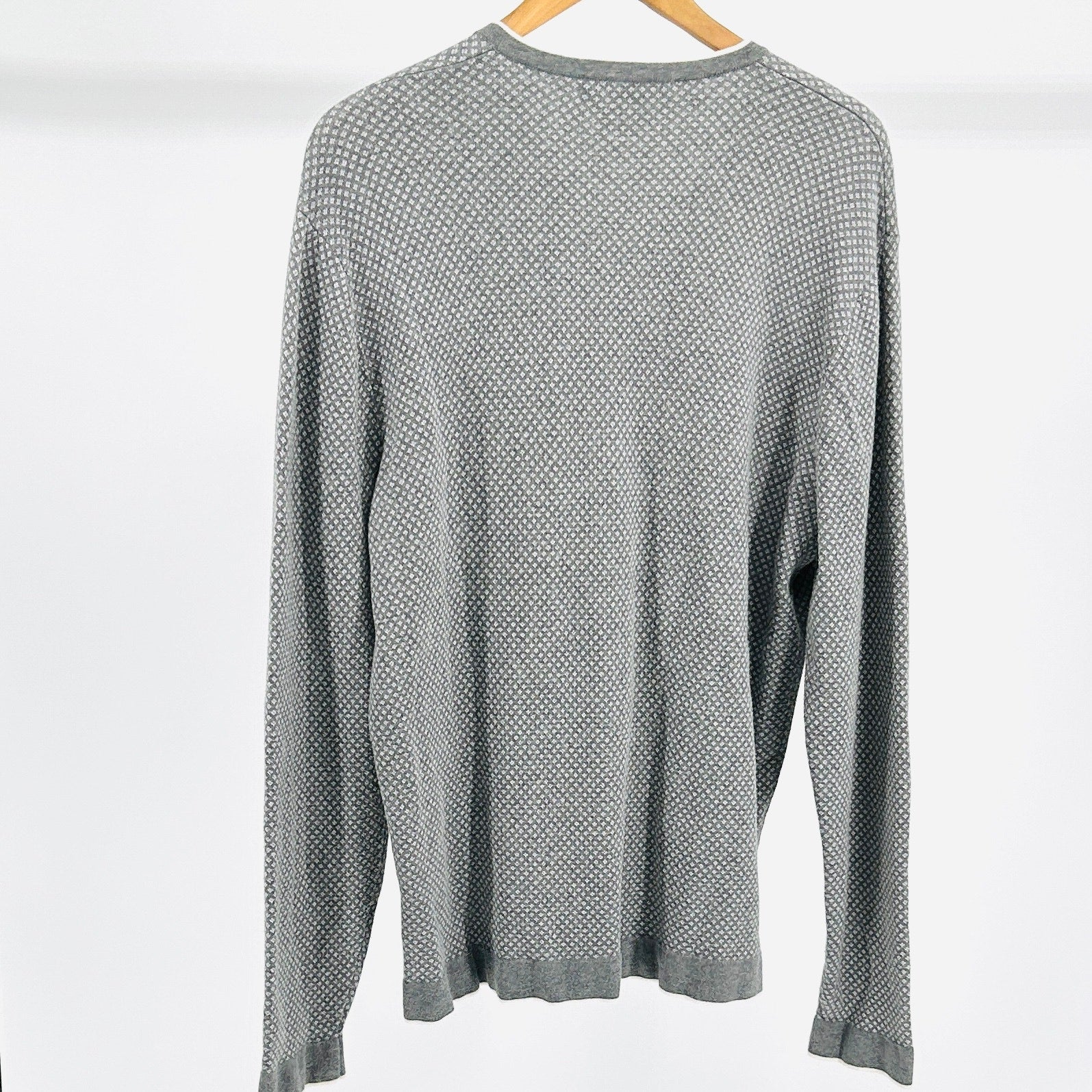 Vintage Y2K Michael Kors Gray White Textured Knit V-Neck Sweater